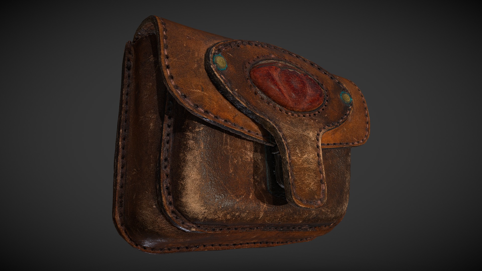 3D model Vintage Leather Belt Bag 3D scan - This is a 3D model of the Vintage Leather Belt Bag 3D scan. The 3D model is about a brown leather wallet.