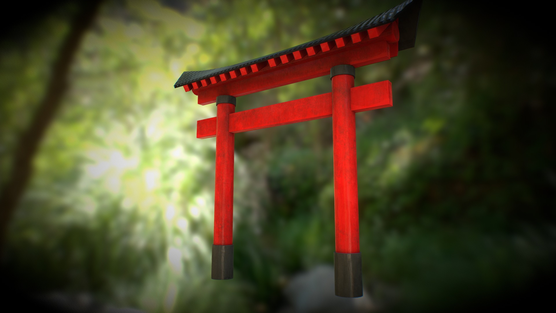 3D model Japanese Gate - This is a 3D model of the Japanese Gate. The 3D model is about a red and black structure.
