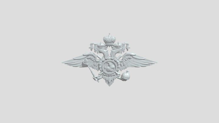 Ornate double-headed eagle emblem with shield 3D Model