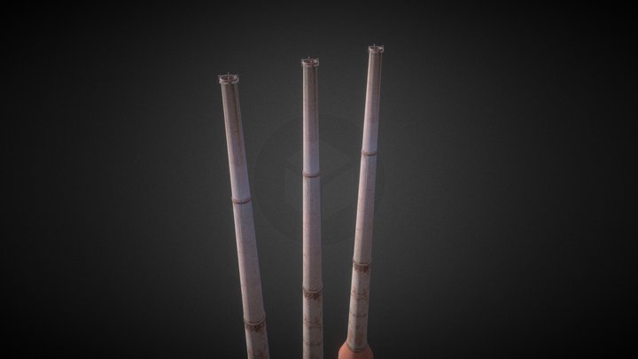 simple triple chimney 3D Model
