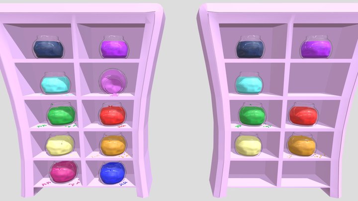 Shelves With Candy Jars 3D Model