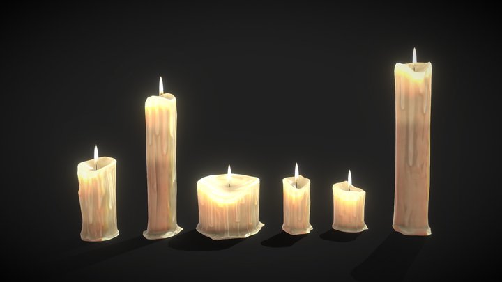 Candles pack - low poly 3D Model