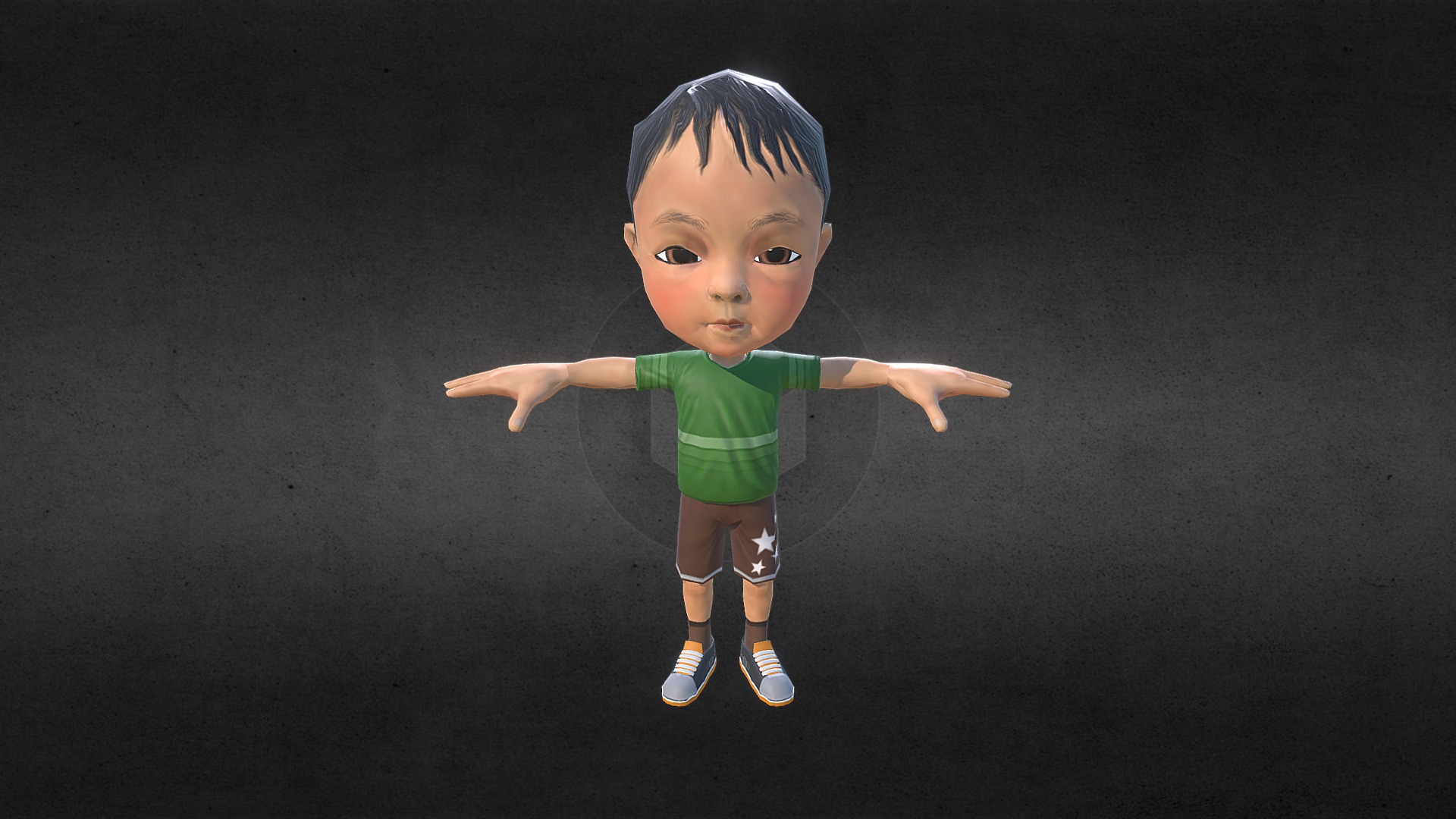 3D model Chinese Boy - This is a 3D model of the Chinese Boy. The 3D model is about a toy doll with arms out.