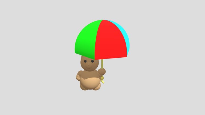 Teddy Bear With Umbrella 3D Model