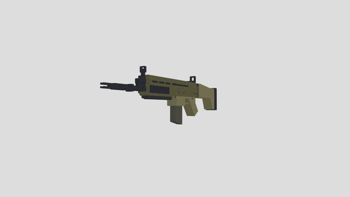 SCAR-H or MK-17 - Minecraft 3D Model