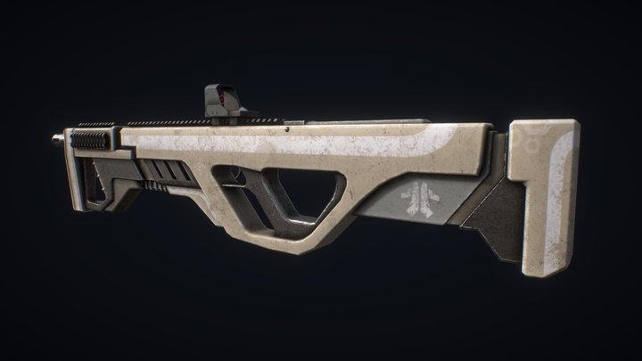 SciFi Rifle - Game Ready - Holo sight 3D Model