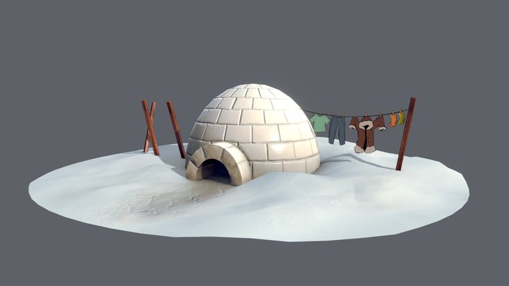 Toon-styled Igloo 3D Model
