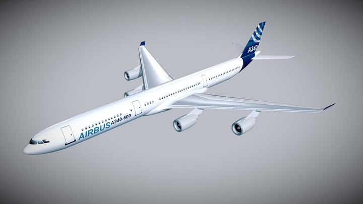 Airbus A340-600 commercial jet 3D Model