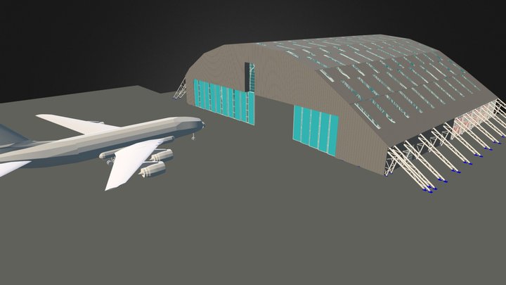 Hangar Structure In Aisport Of León (Spain) 3D Model