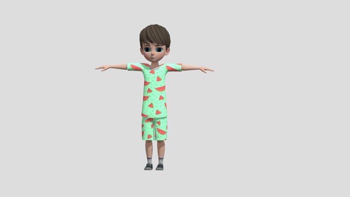 Kid character fully rigged 3D Model