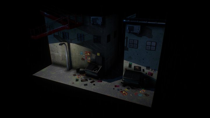 Raining Dark Alley 3D Model