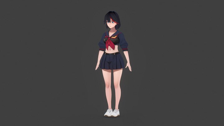纏 流子 Matoi Ryuuko, from Kill La Kill (キルラキル) 3D Model