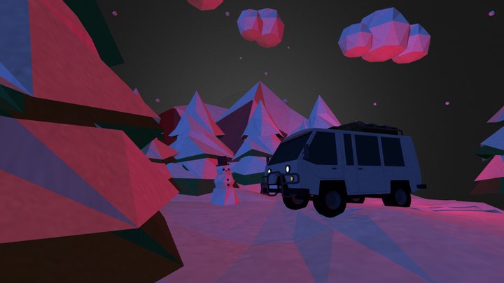 Low Poly Winter Diorama 3D Model