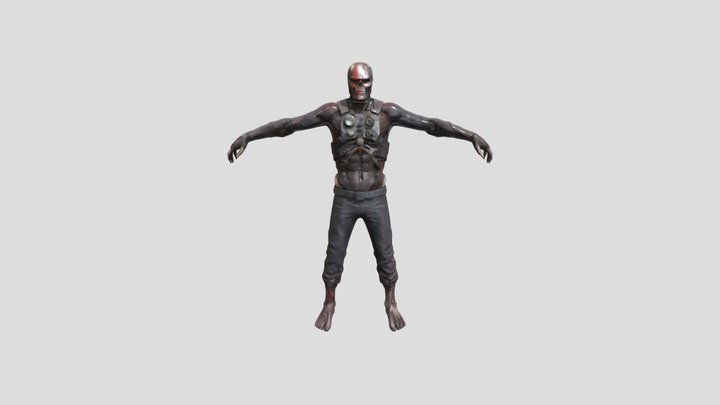 Cyborg undead monster in T-pose – Free 3D Model STL