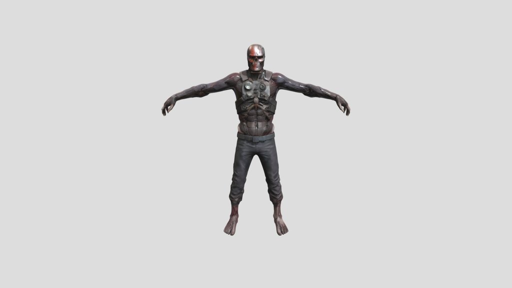 Cyborg undead monster in T-pose