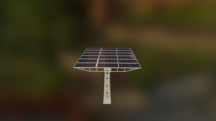 Solar Tracker 18 Panels 3D Model