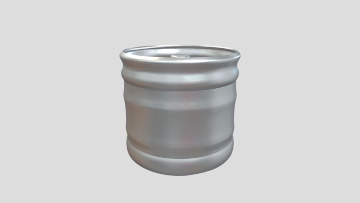Low Poly 30L Steel Barrel 3D Model