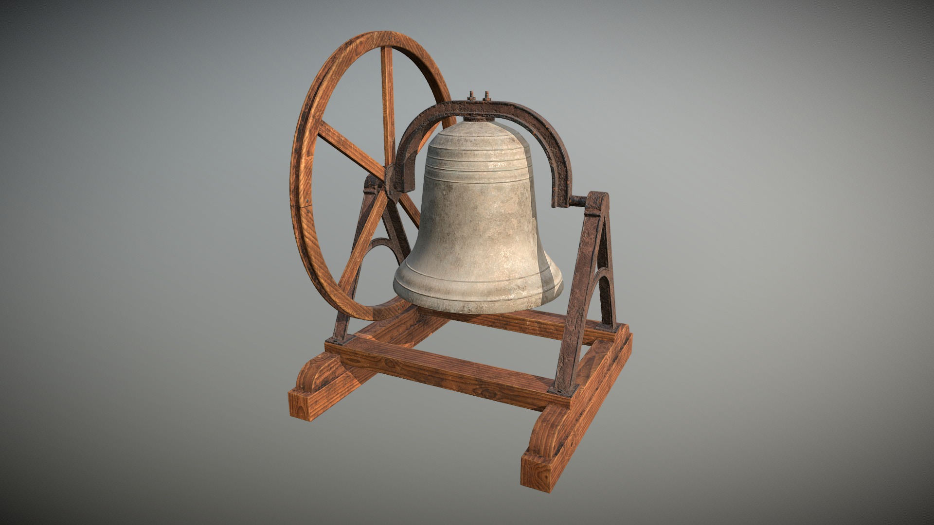 3D model Town Bell - This is a 3D model of the Town Bell. The 3D model is about a wooden chair with a metal handle.