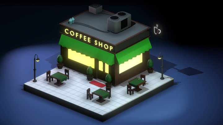 Coffee Shop Isometric 3D Model
