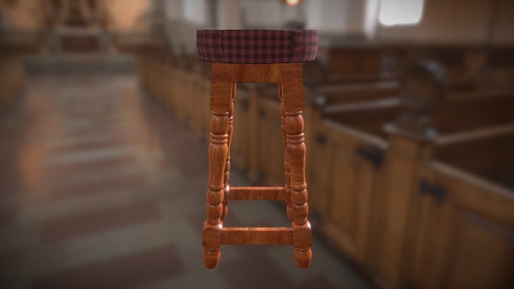 Wooden Stool 3D Model