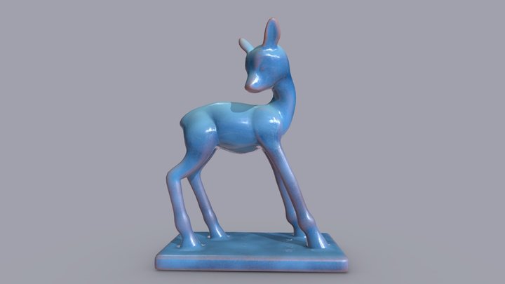 Ceramic deer midcentury small sculpture 3D Model