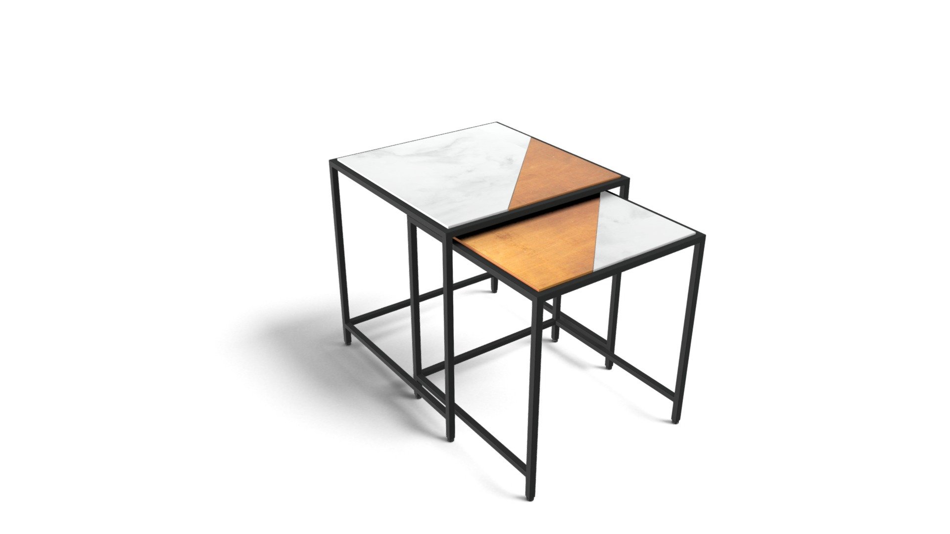 Elnaz Nesting Side Tables,Copper & White Marble