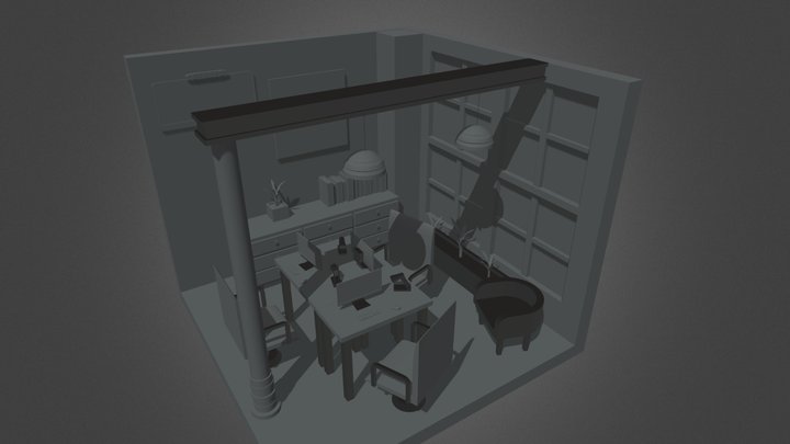 Modern Lowpoly Studio Office with Natural Touch 3D Model