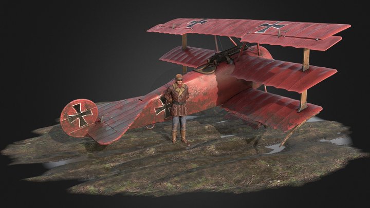 Red Baron - Fokker Dr.1 3D Model