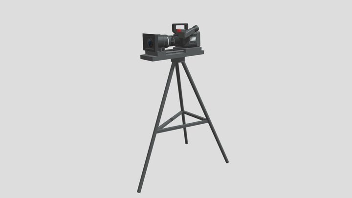Simple cinema camera on a tripod 3D Model