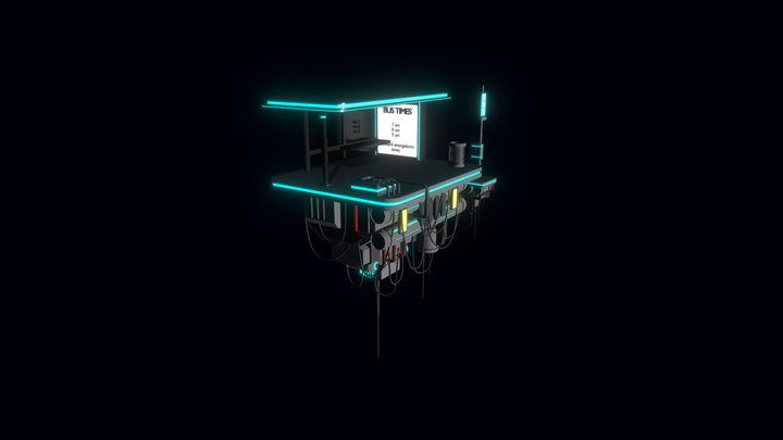 cyberpunk flying bus stop 3D Model