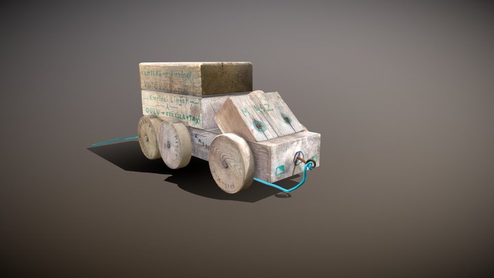 Photoscan of an old wooden toy car 3D Model