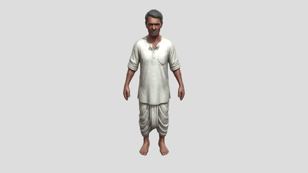 Dhoti-Clad Man in Traditional Indian Attire