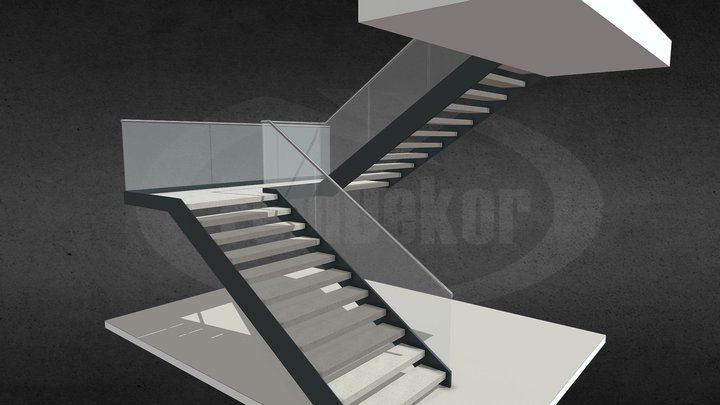 Lépcsőszerkezet koncepciós terv 3D Model
