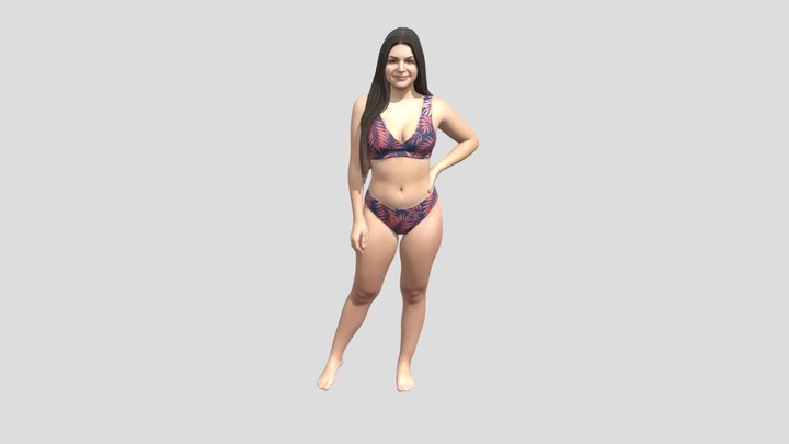 Pink Palm Print Bikini Portrait – Free 3D Model STL