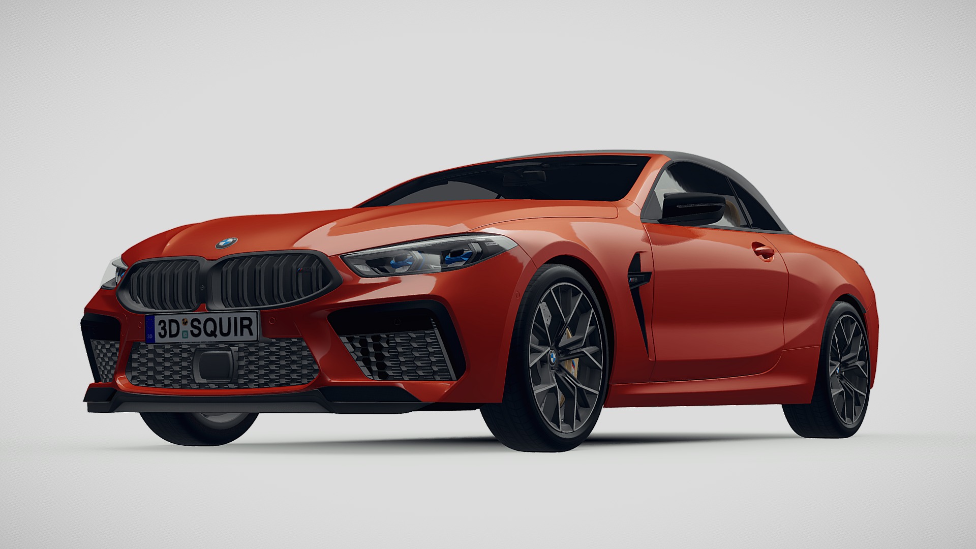 3D model BMW M8 Competition Cabrio 2020 - This is a 3D model of the BMW M8 Competition Cabrio 2020. The 3D model is about a red sports car.
