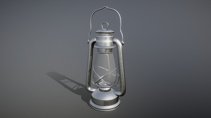 Galvanized Steel Kerosene Lantern (Game Ready) 3D Model
