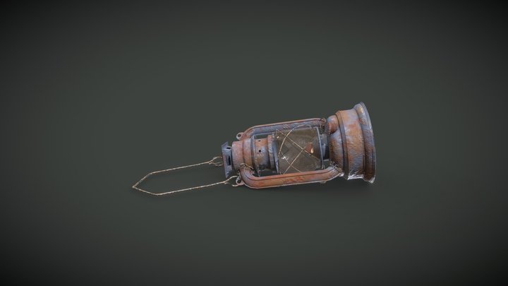 Old oil lamp 3D Model