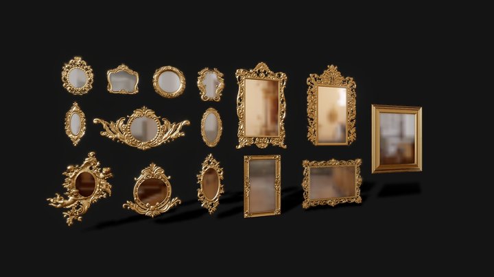 15 VICTORIAN MIRRORS PACK 3D Model