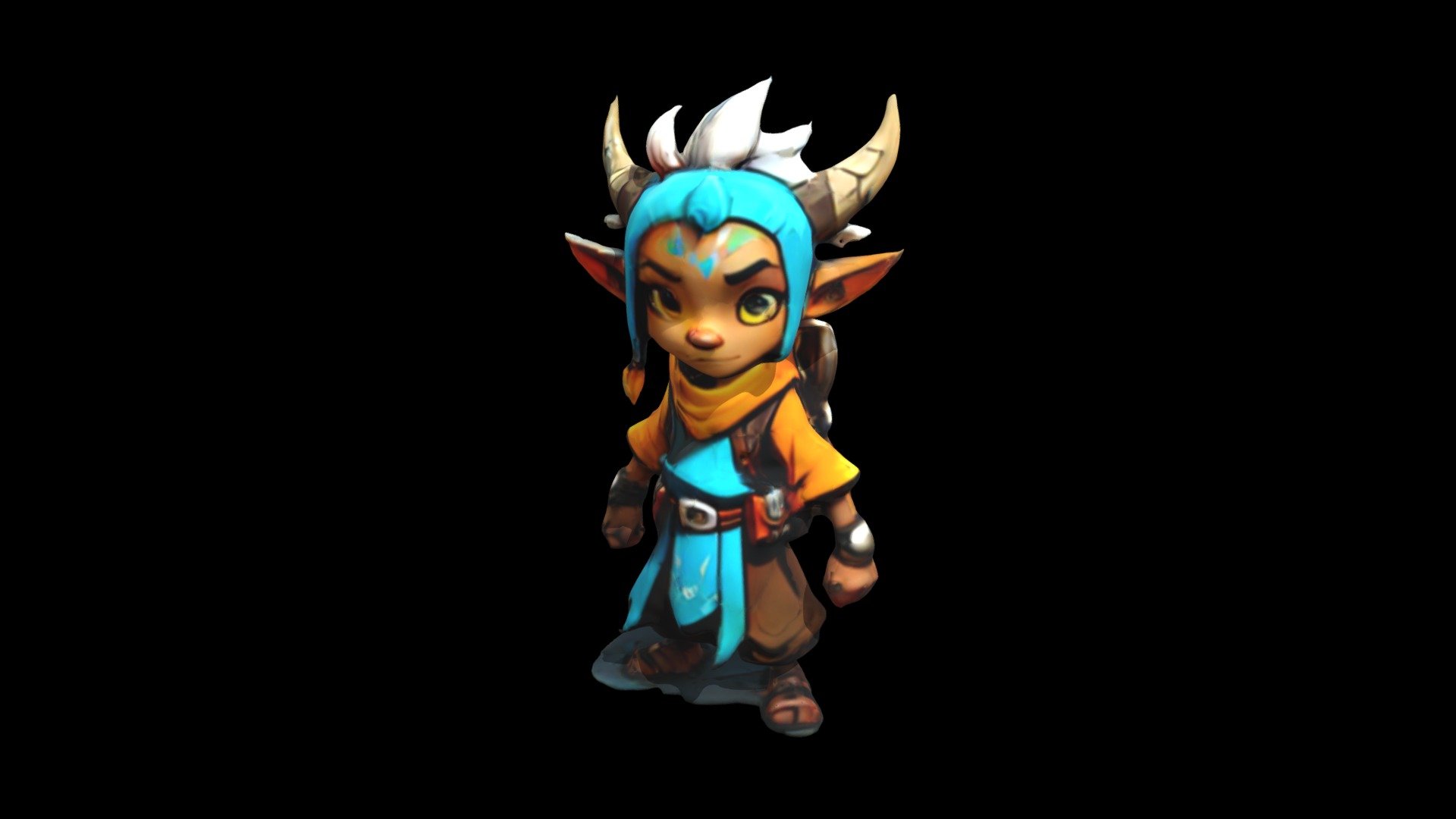 a cartoon character with horns and a blue cap - Download Free 3D model ...