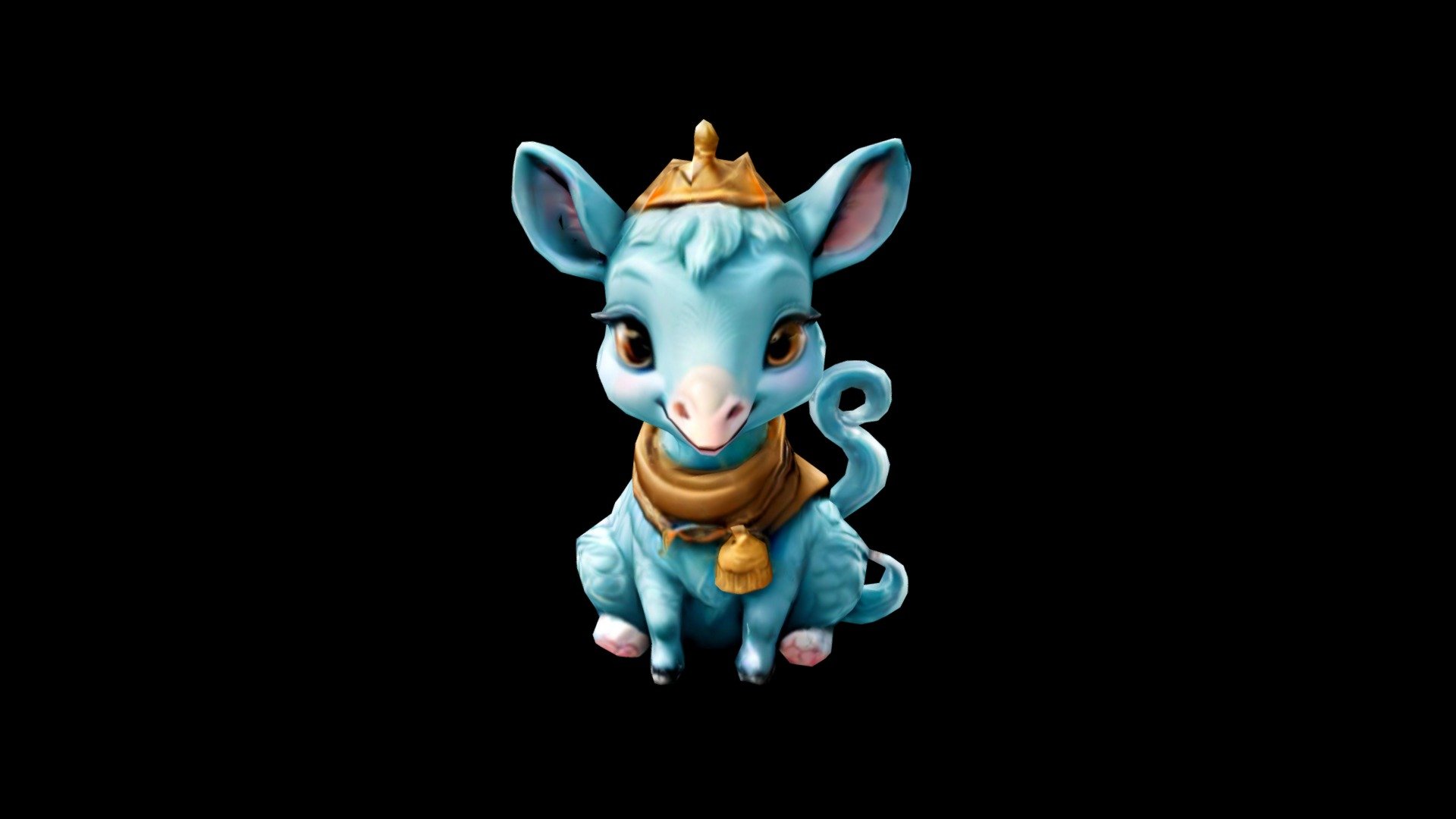 "Smirning Cat A blue cartoon cat wearing a crown - Download Free 3D ...