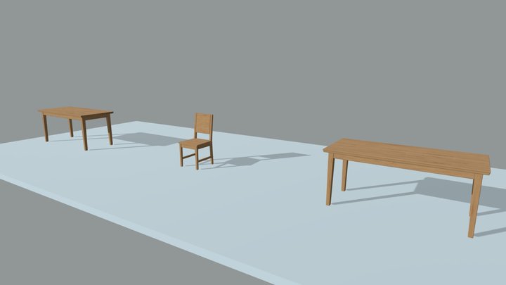 Stůl a židle 3D Model