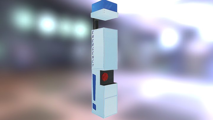 Sci-Fi Style Emergency Kiosk 3D Model
