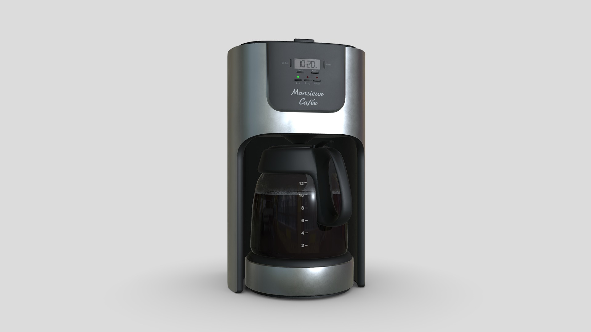 3D model Generic Coffee Machine - This is a 3D model of the Generic Coffee Machine. The 3D model is about a black and silver camera.