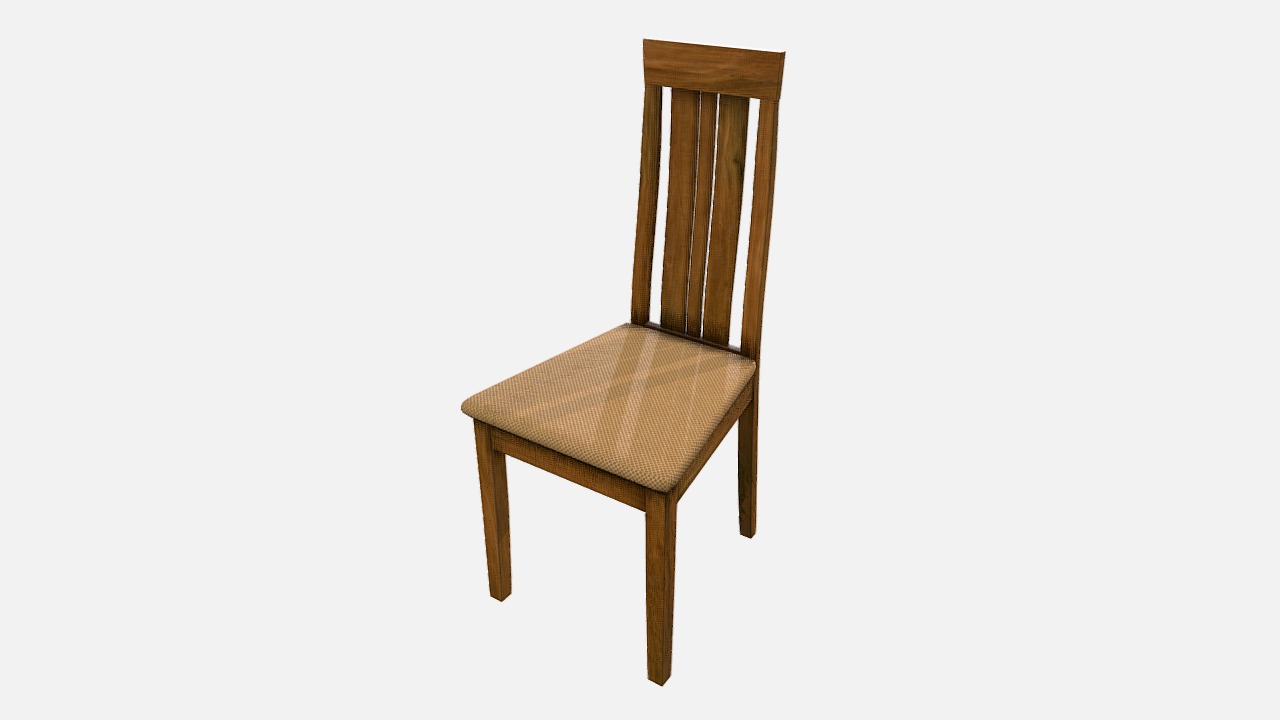 3D model Chair - This is a 3D model of the Chair. The 3D model is about a wooden chair with a cushion.