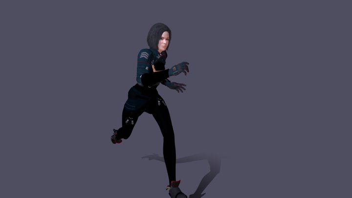 Military Girl Jog/Run Cycle 3D Model