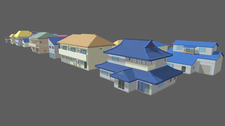 Pack Anime House Low-Poly 3D Model
