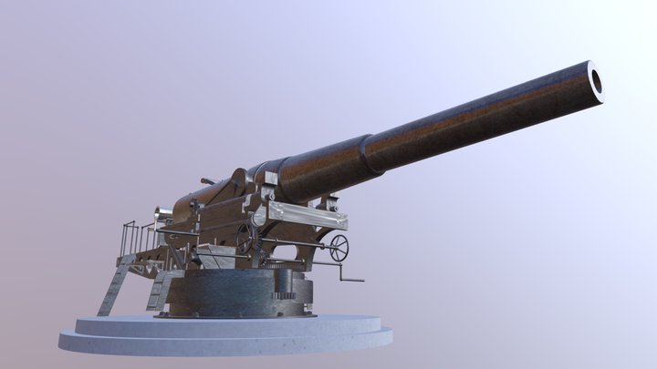 12" Rifle on M1892 Barbette 3D Model