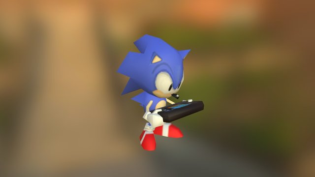 Sonic with a Game Gear 3D Model