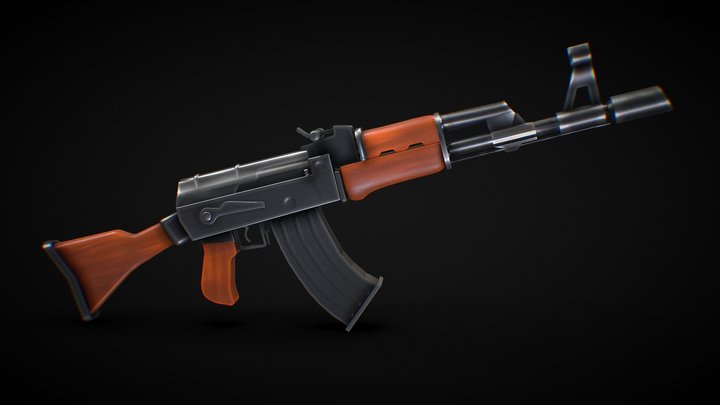 Stylized Game Ready AK 47 3D Model