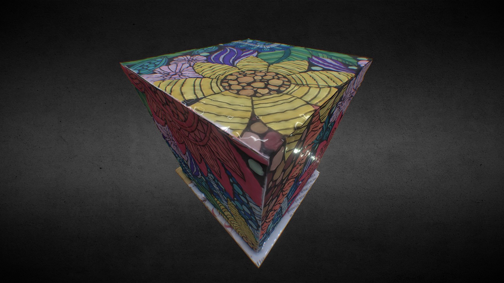Cubo ilustrado (LowPoly). Miriam Martínez